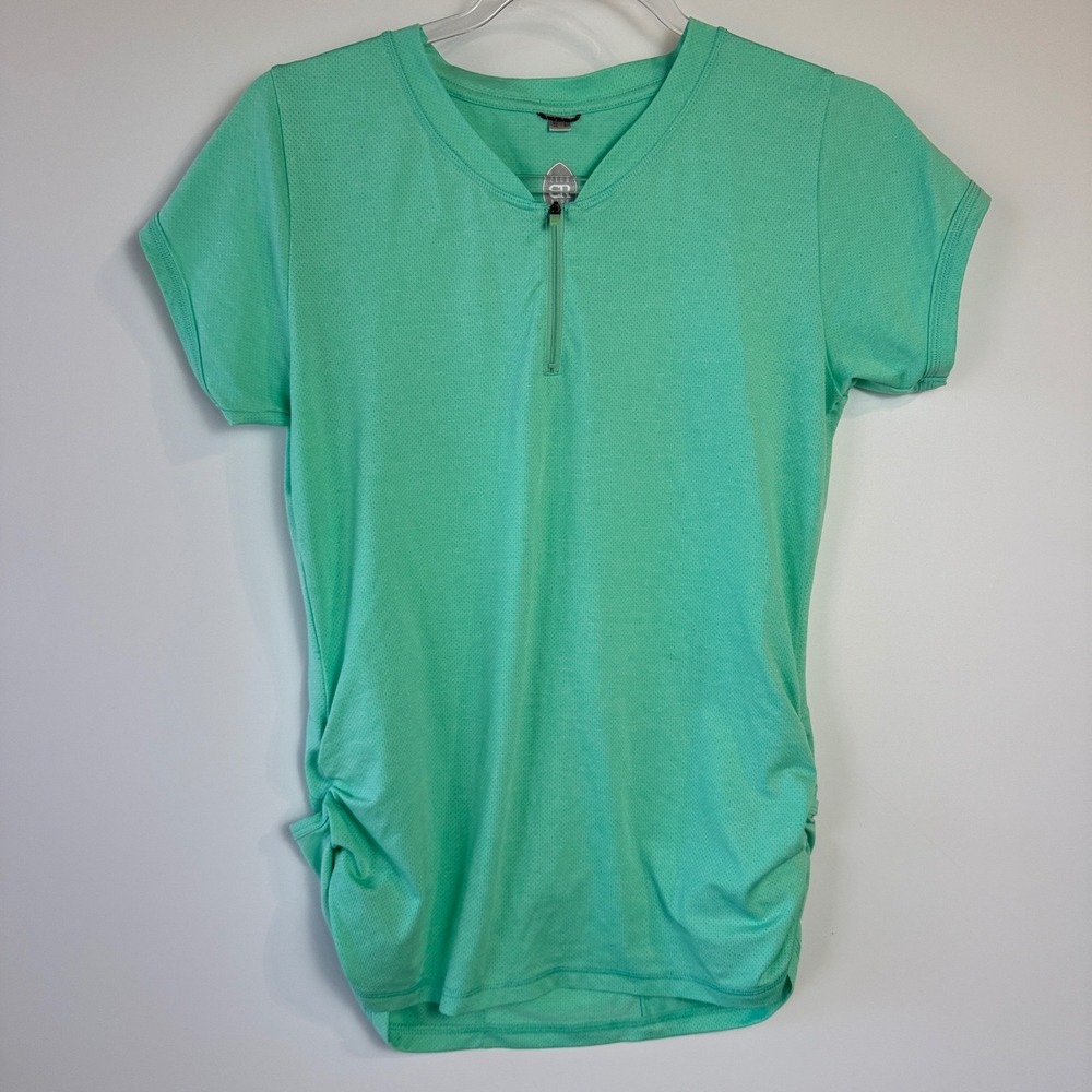 Club Ride Cycling Jersey Womens Medium Mint Green 1/4 Zip Short Sleeve Mesh MTB
